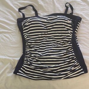 Lands' End Blue and White Striped Tankini Top